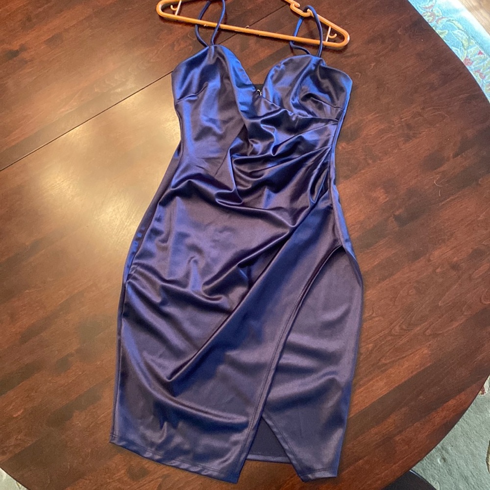 Dark Blue Short Silk Dress